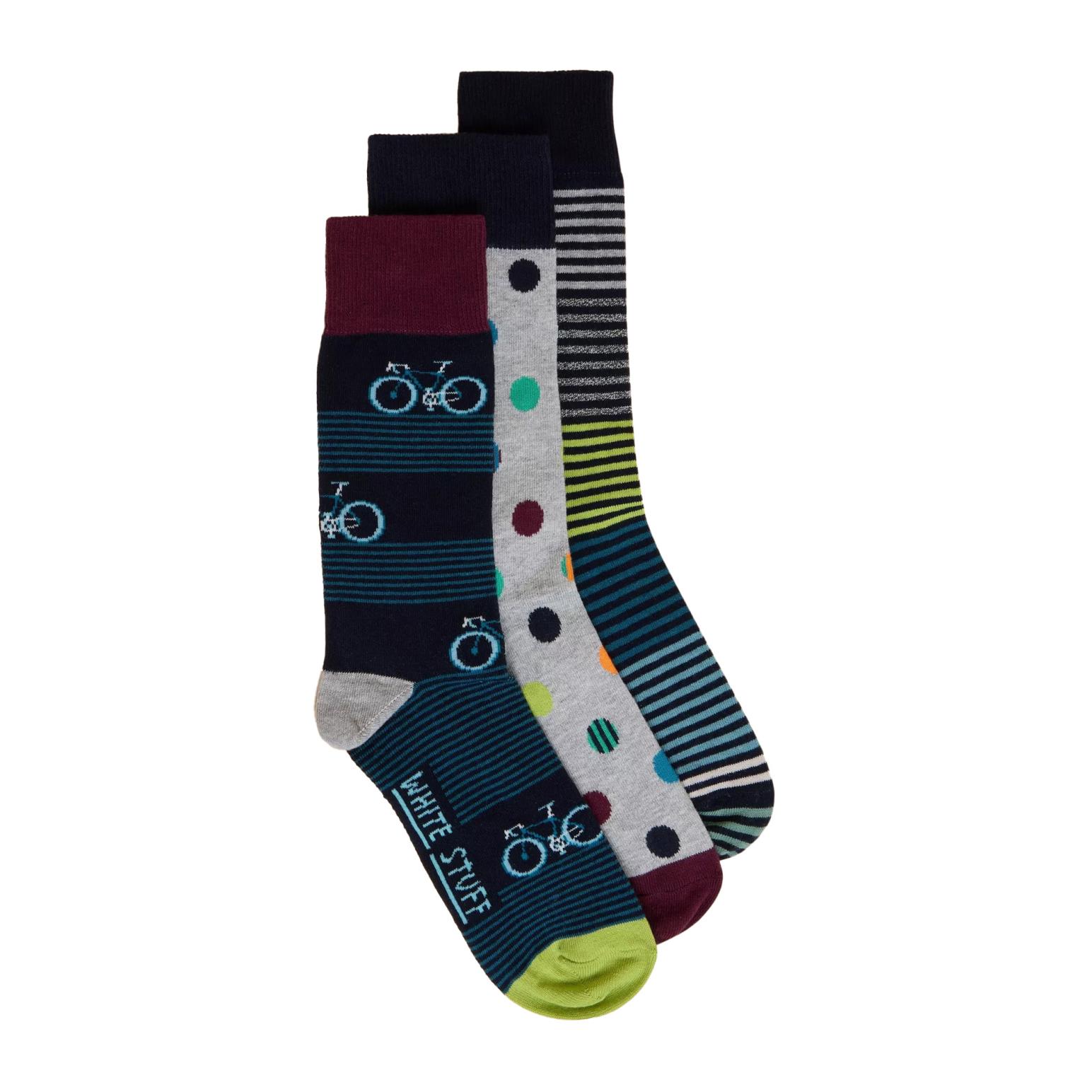 White Stuff 3 Pack Bicycle Ankle Sock